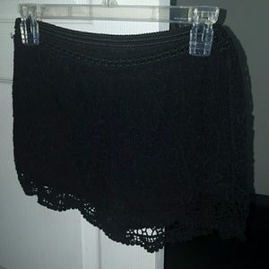 Black crochet shorts